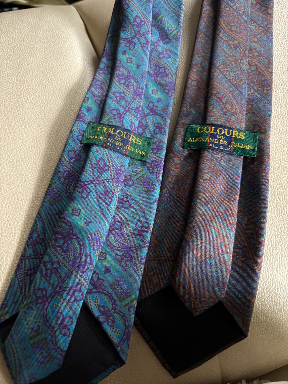 Alexander Julian Teal & Purple Paisley Silk Tie Duo